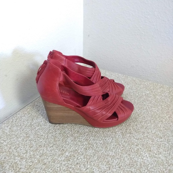 Cole Haan Shoes - Cole Haan Red Leather Wedge Sandals